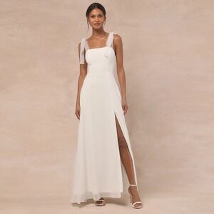 NWT LULU'S Radiant Romance White Tie-Strap Maxi Dress Size Large